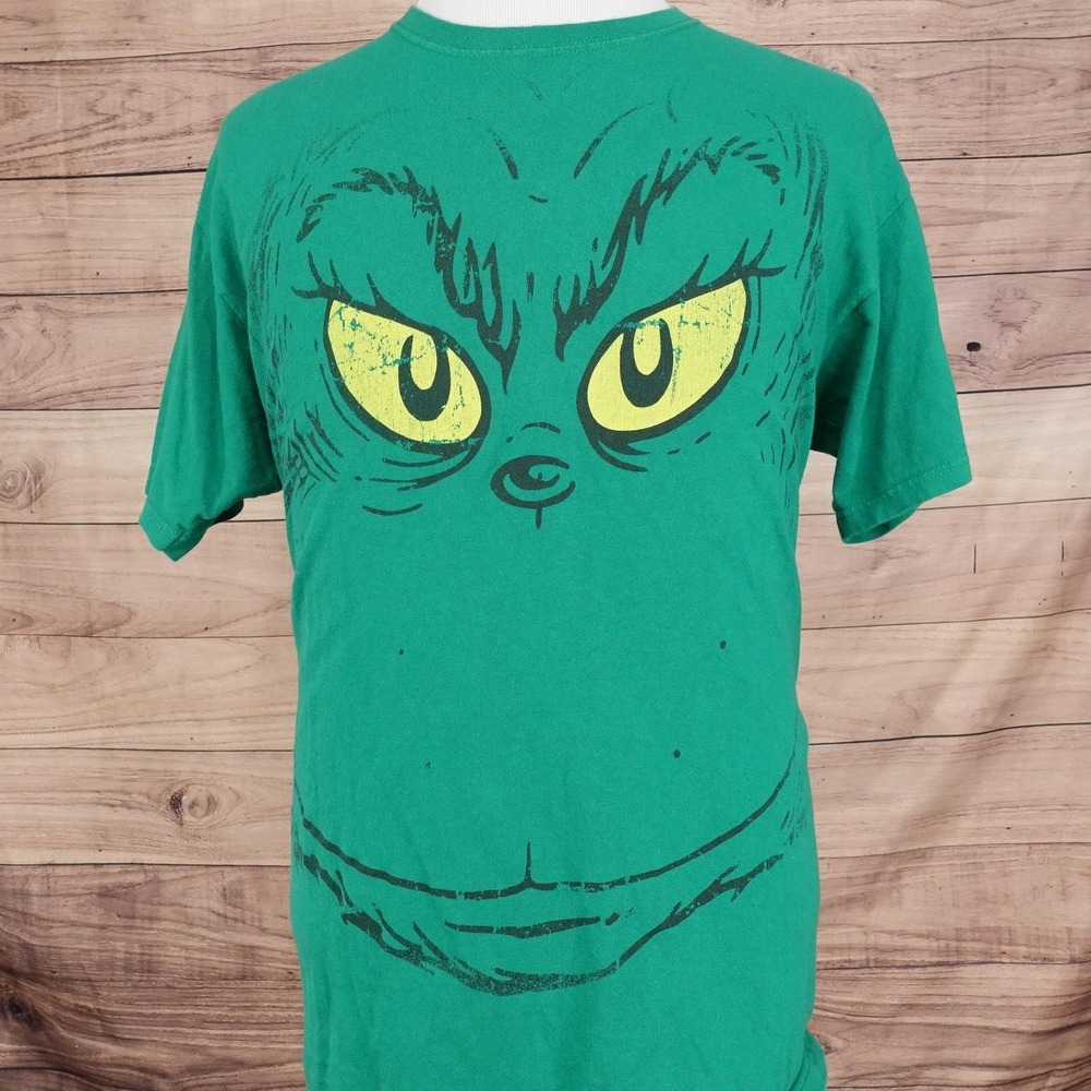 Dr. Seuss Grinch Shirt Mens XL Green Face Graphic Christmas AOP Hybrid Apparel